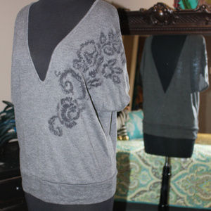 Charlotte Russe dolman deep V front  back Blouse